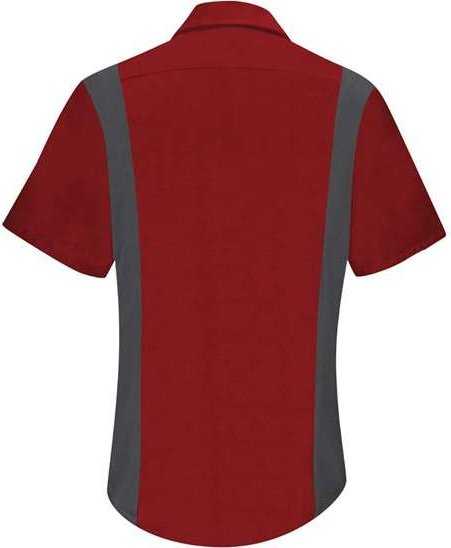 Red Kap SY41 Women's Performance Plus Short Sleeve Shop Shirt with Oilblok Technology - Fireball Red/ Charcoal - HIT a Double - 1