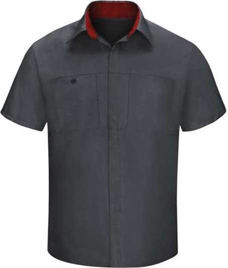 Red Kap SY42 Performance Plus Short Sleeve Shirt with Oilblok Technology - Charcoal/ Fireball Red - HIT a Double - 1