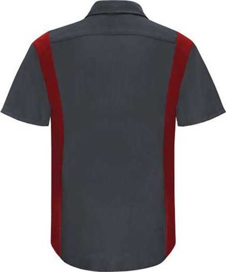 Red Kap SY42L Performance Plus Short Sleeve Shop Shirt with Oilblok Technology - Long Sizes - Charcoal/ Fireball Red - HIT a Double - 1