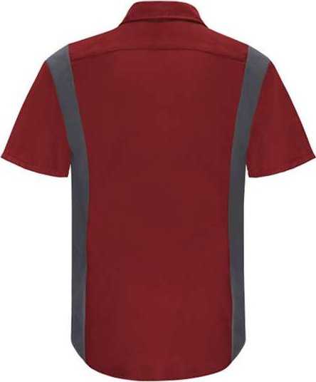 Red Kap SY42L Performance Plus Short Sleeve Shop Shirt with Oilblok Technology - Long Sizes - Fireball Red/ Charcoal - HIT a Double - 1