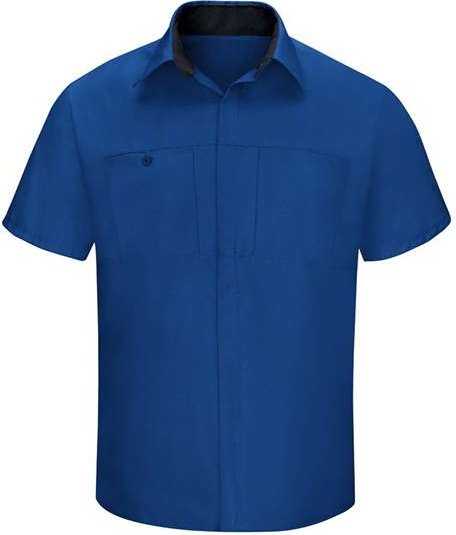 Red Kap SY42L Performance Plus Short Sleeve Shop Shirt with Oilblok Technology - Long Sizes - Royal Blue/ Black - HIT a Double - 1