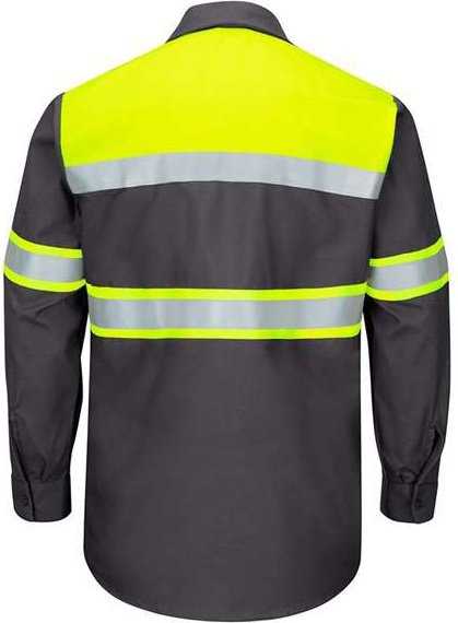 Red Kap SY70 Hi-Visibility Colorblock Ripstop Long Sleeve Work Shirt - Fluorescent Yellow/ Charcoal - HIT a Double - 2