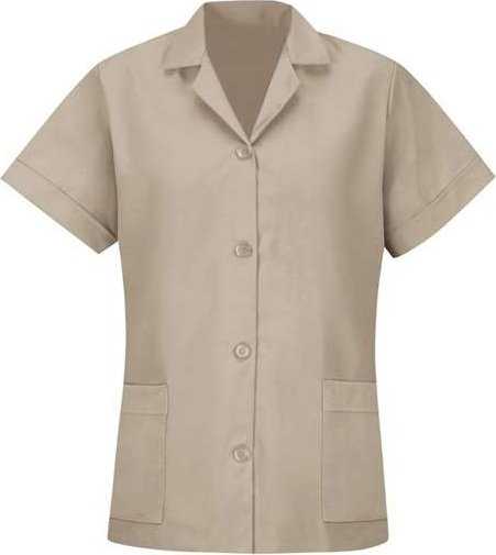 Red Kap TP23 Women's Loose Fit Short Sleeve Button Smock - Tan - HIT a Double - 1