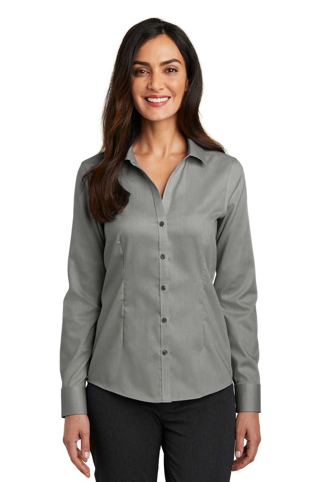 Red House RH250 Ladies Pinpoint Oxford Non-Iron Shirt - Charcoal - HIT a Double - 1