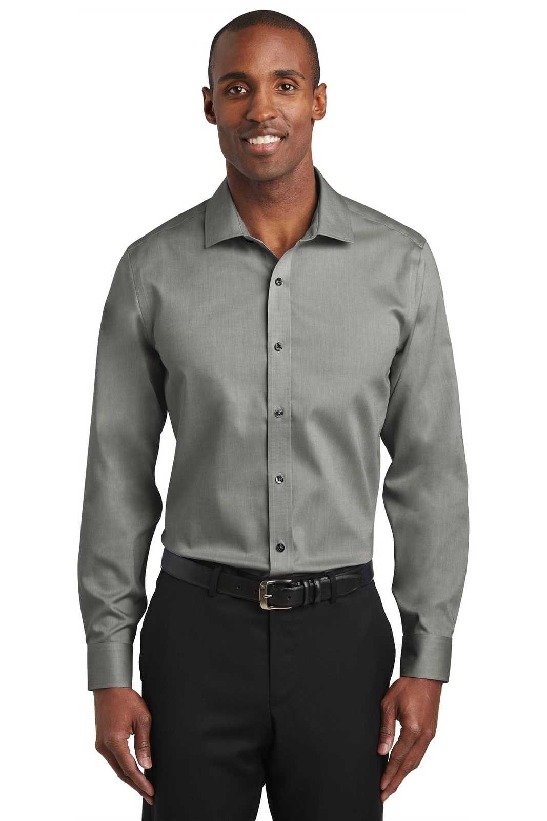Red House RH620 Slim Fit Pinpoint Oxford Non-Iron Shirt - Charcoal - HIT a Double - 1