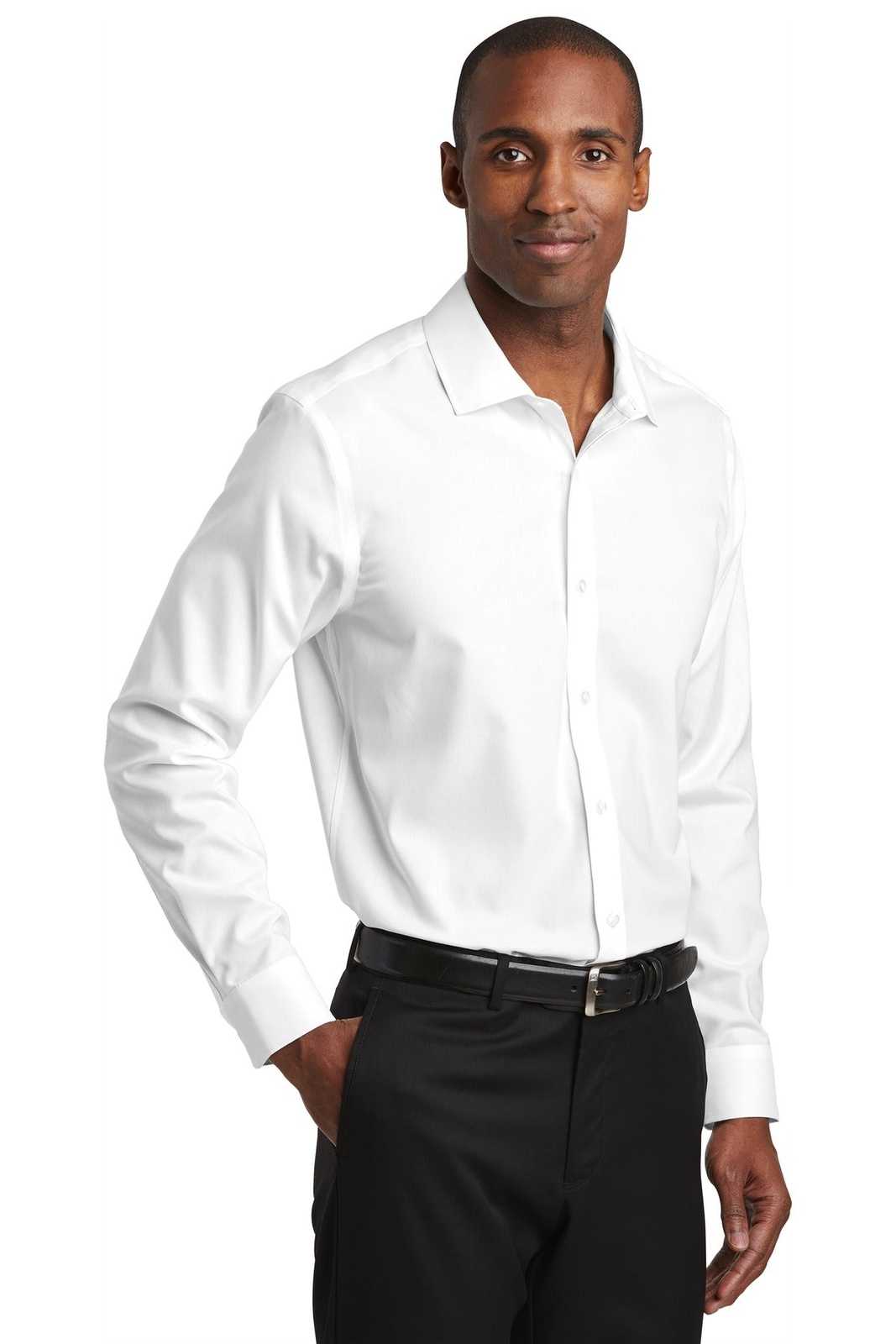 Red House RH620 Slim Fit Pinpoint Oxford Non-Iron Shirt - White - HIT a Double - 4