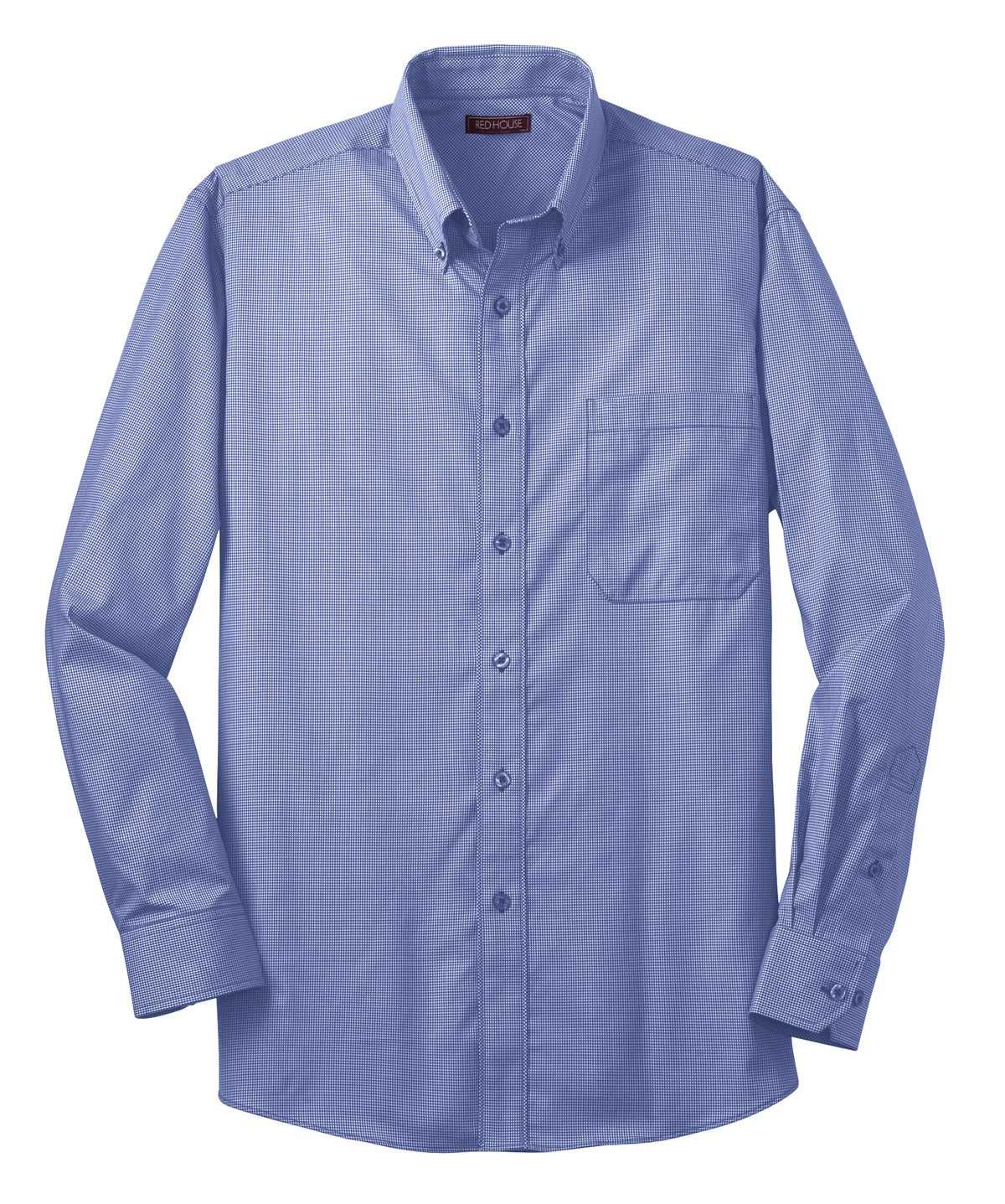 Red House RH66 Mini-Check Non-Iron Button-Down Shirt - Pacific Blue - HIT a Double - 5