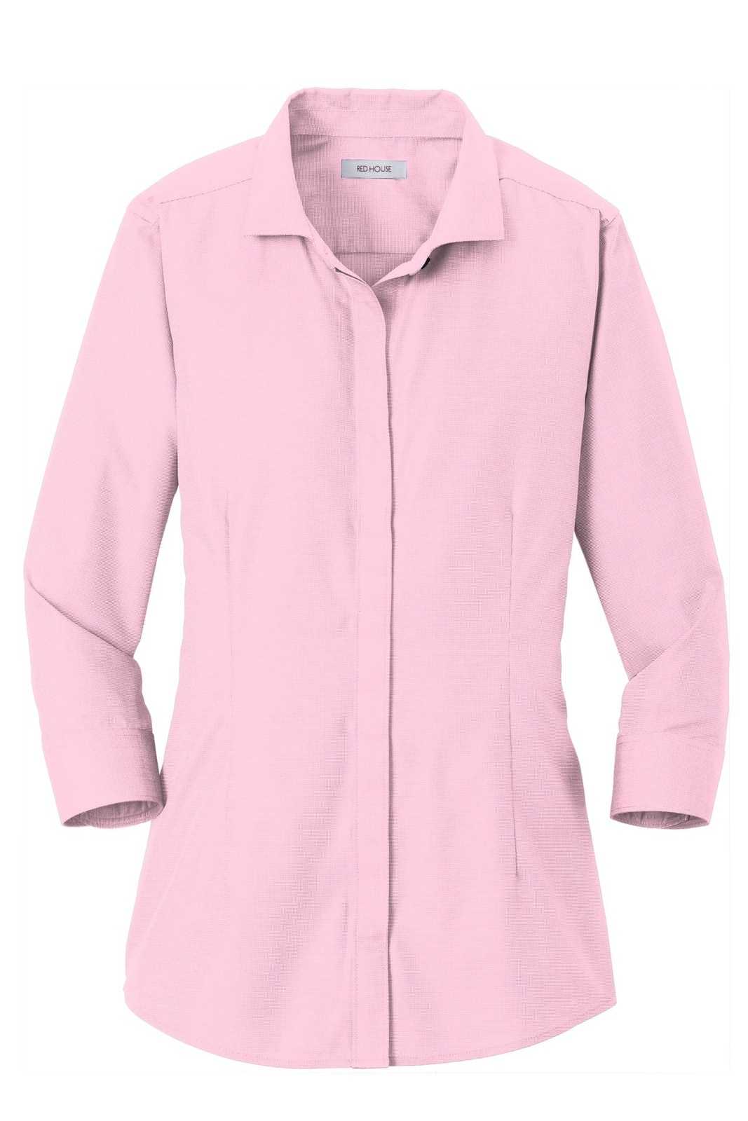 Red House RH690 Ladies 3/4-Sleeve Nailhead Non-Iron Shirt - Pink - HIT a Double - 5
