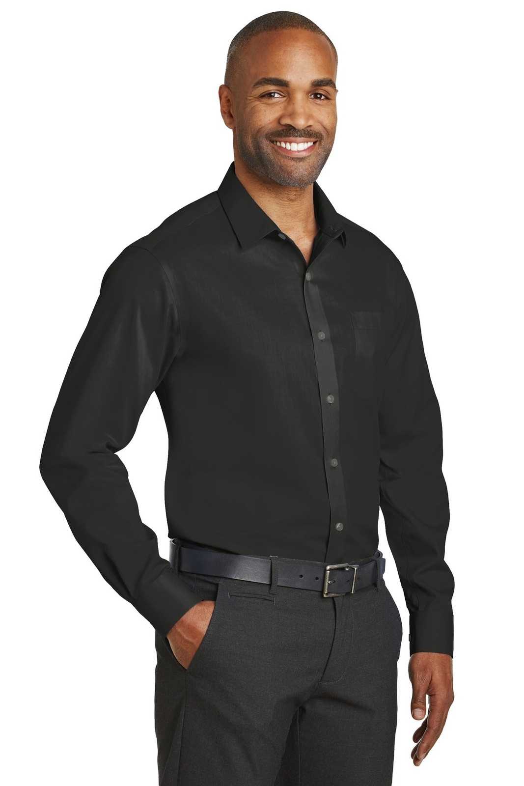 Red House RH80 Slim Fit Non-Iron Twill Shirt - Black - HIT a Double - 4