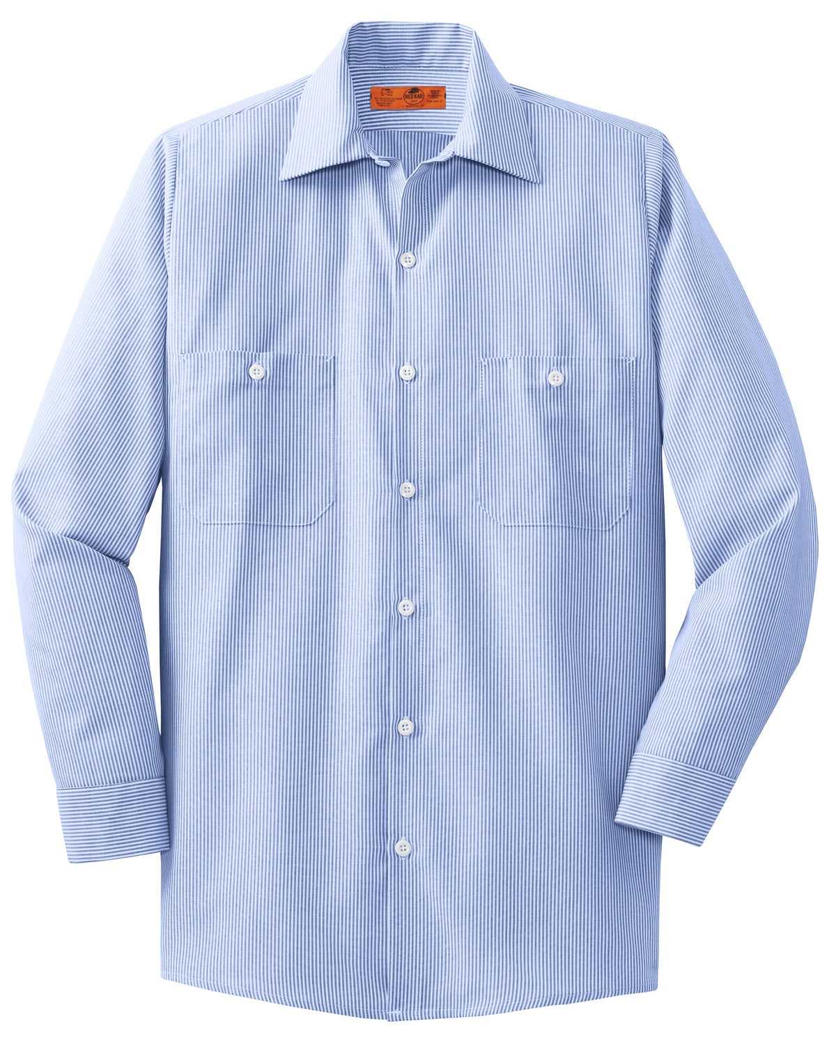 Red Kap CS10LONG Long Size, Long Sleeve Striped Industrial Work Shirt - White Blue - HIT a Double - 2