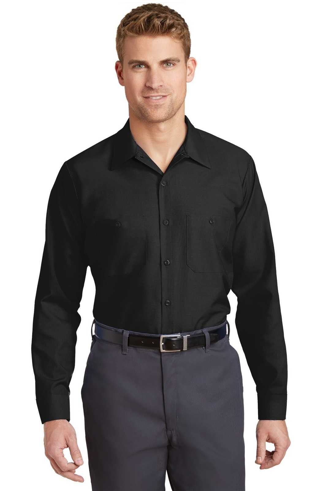 Red Kap SP14 Long Sleeve Industrial Work Shirt - Black - HIT a Double - 1