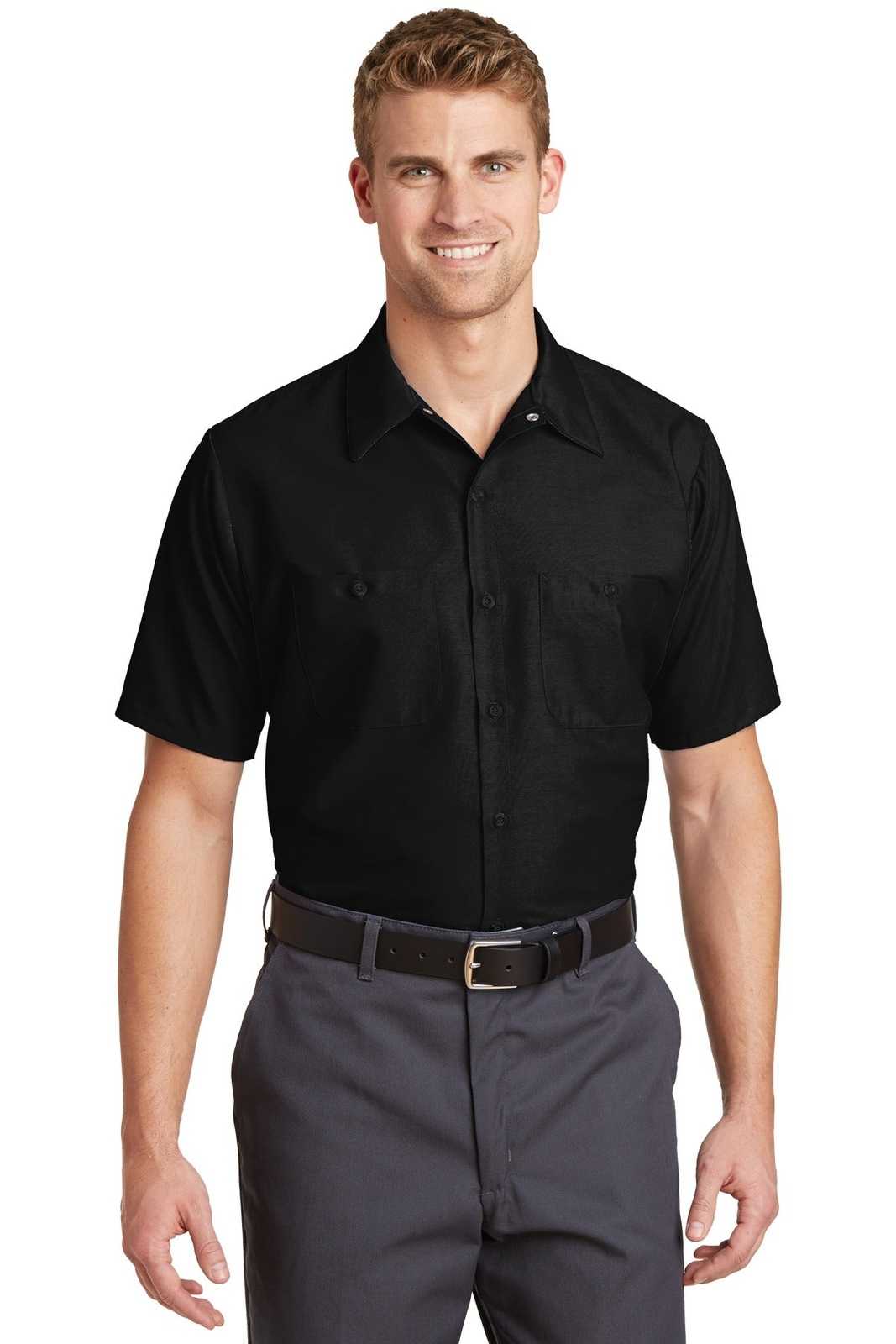 Red Kap SP24 Short Sleeve Industrial Work Shirt - Black - HIT a Double - 1