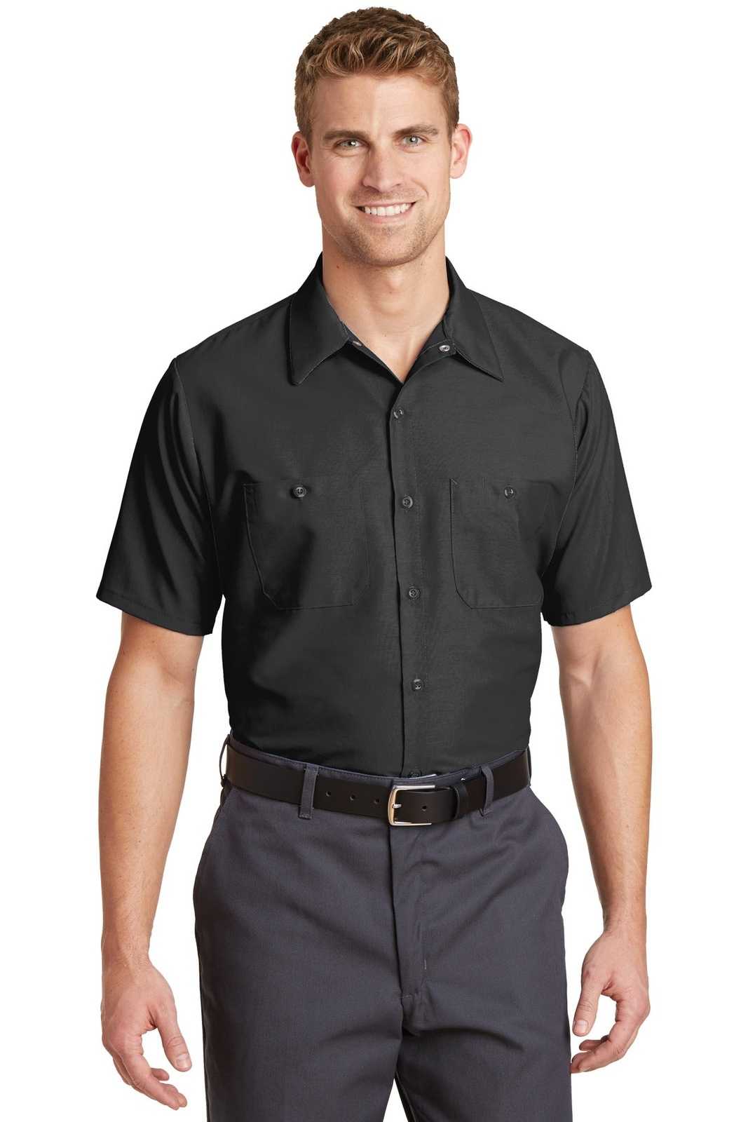 Red Kap SP24 Short Sleeve Industrial Work Shirt - Charcoal - HIT a Double - 1