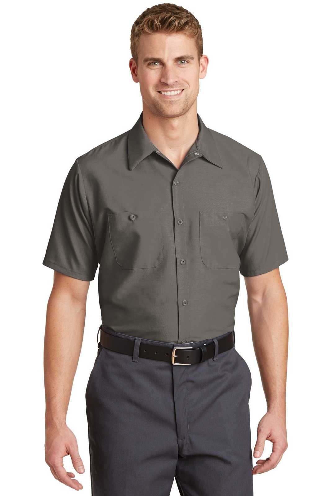 Red Kap SP24 Short Sleeve Industrial Work Shirt - Gray - HIT a Double - 1