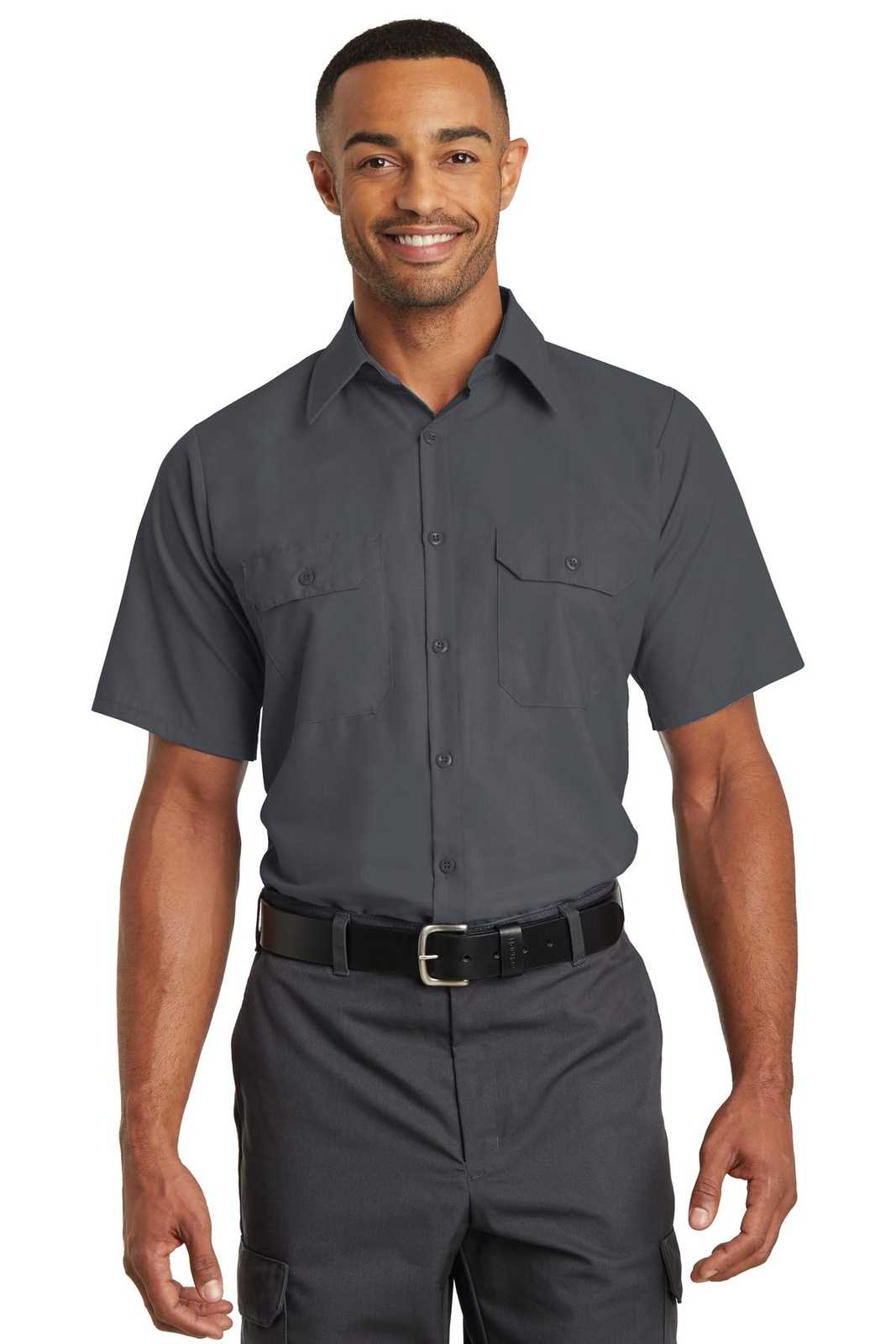 Red Kap SY60 Short Sleeve Solid Ripstop Shirt - Charcoal - HIT a Double - 1
