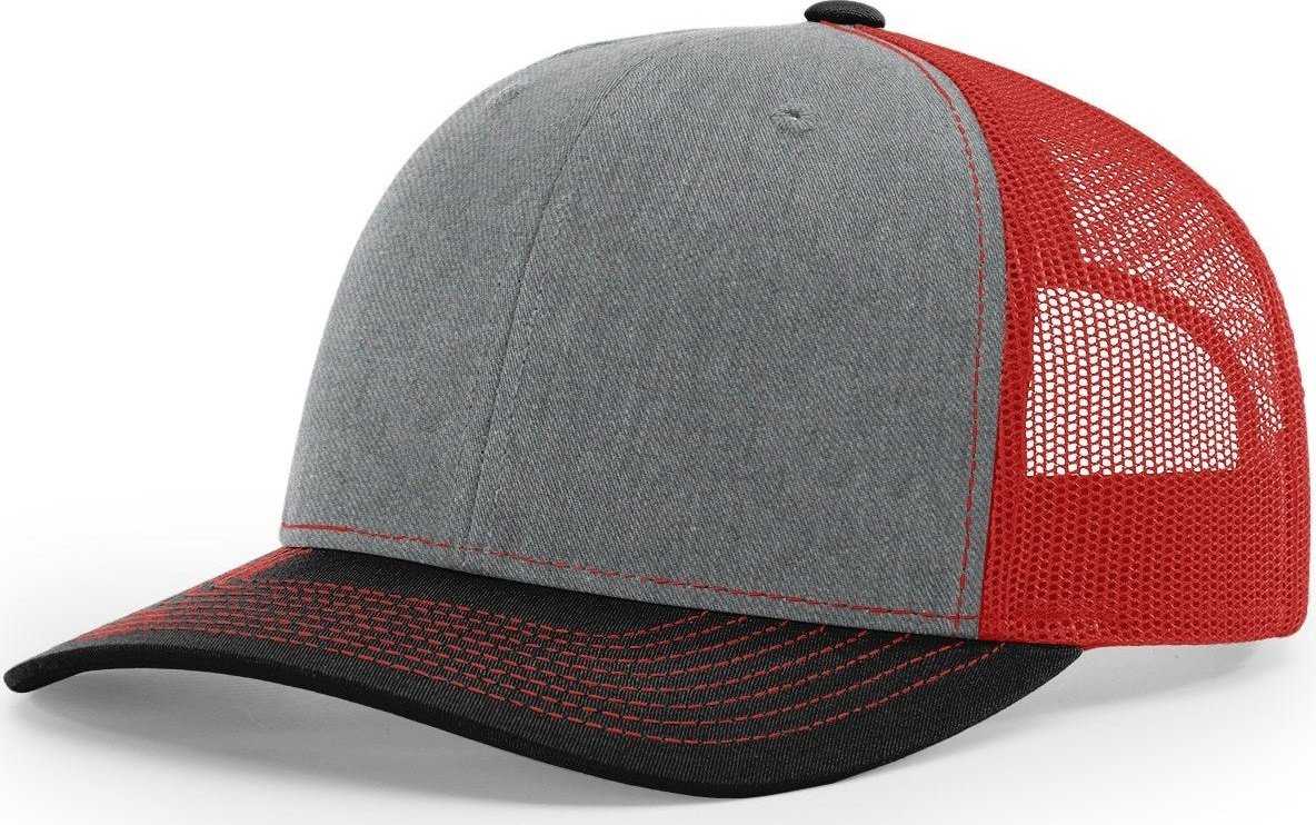 Richardson 112 Snapback Caps- Gray Red Black - HIT a Double
