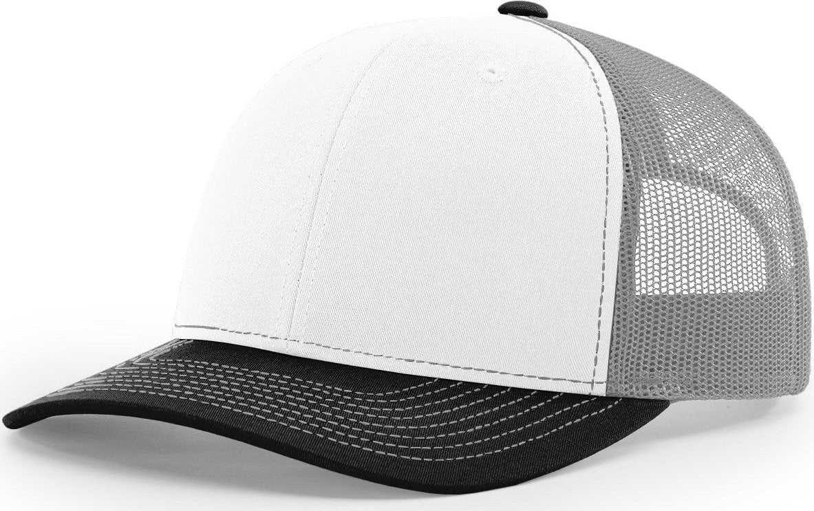 Richardson 112 Snapback Caps- White Aluminum Black - HIT a Double