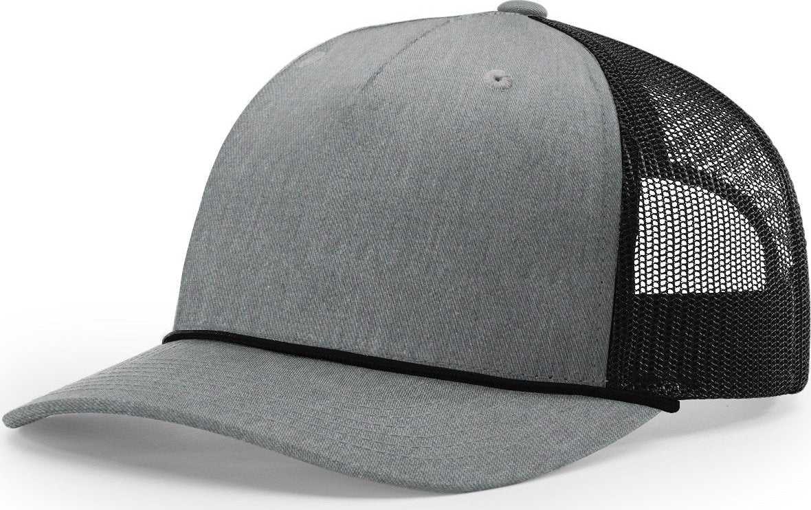 Richardson 112FPR Rope Trucker Caps- Heather Gray Black - HIT a Double - 1