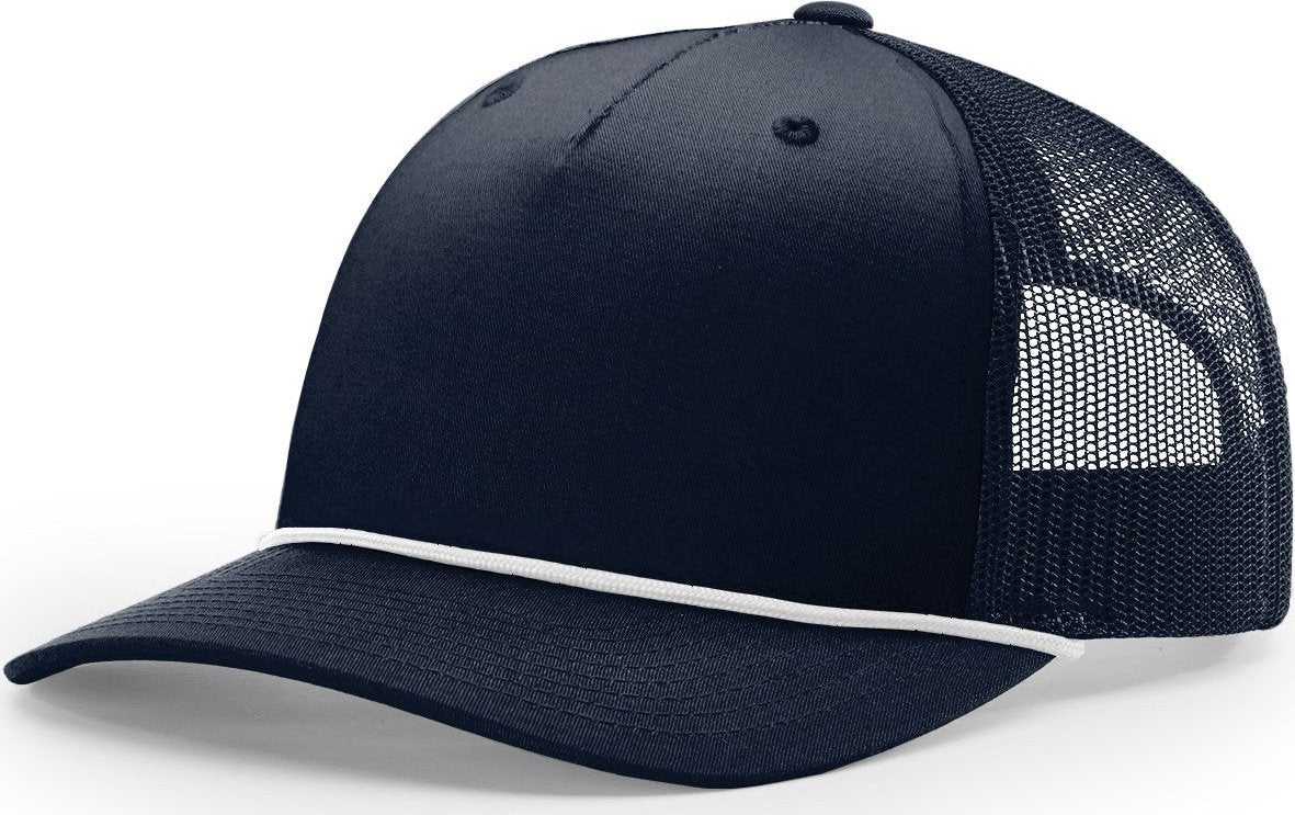 Richardson 112FPR Rope Trucker Caps- Navy White - HIT a Double - 1