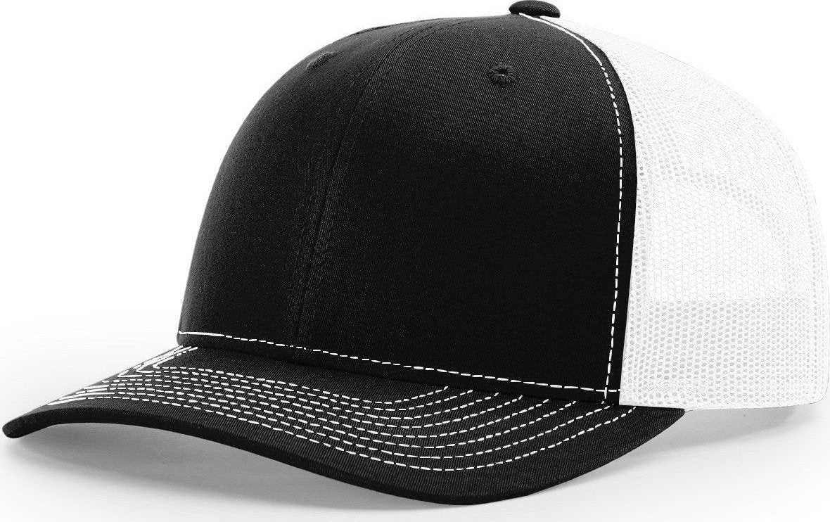 Richardson 112RE Recycled Mesh-Back Trucker Caps- Black White - HIT A Double