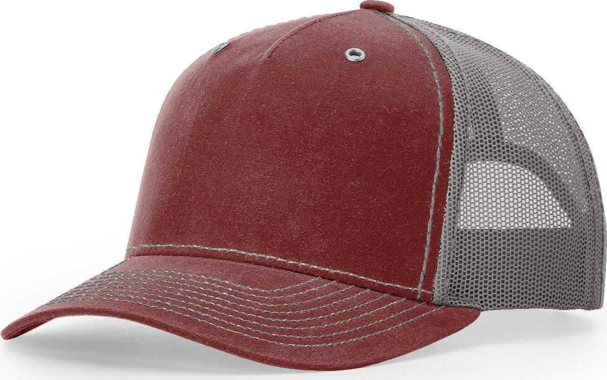 Richardson 112WH Hawthorne Trucker Caps - Burnt Red Charcoal- HIT a Double