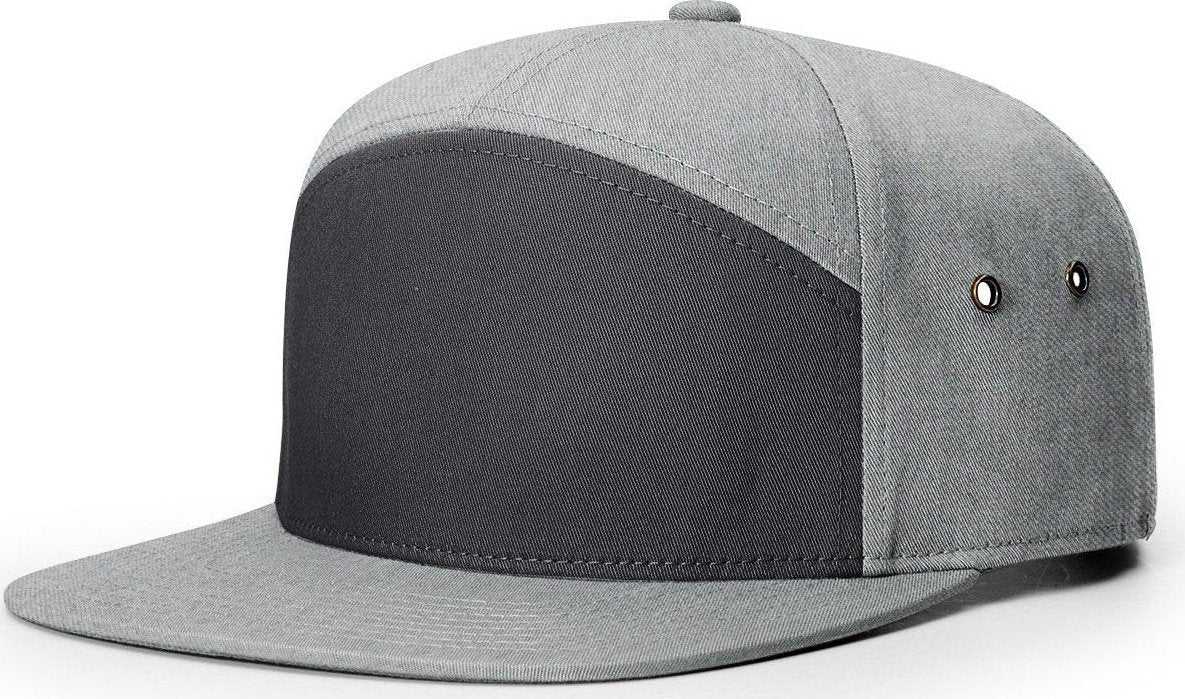 Richardson 257 7 Panel Twill Strapback Caps- Charcoal Heather Grey - HIT A Double