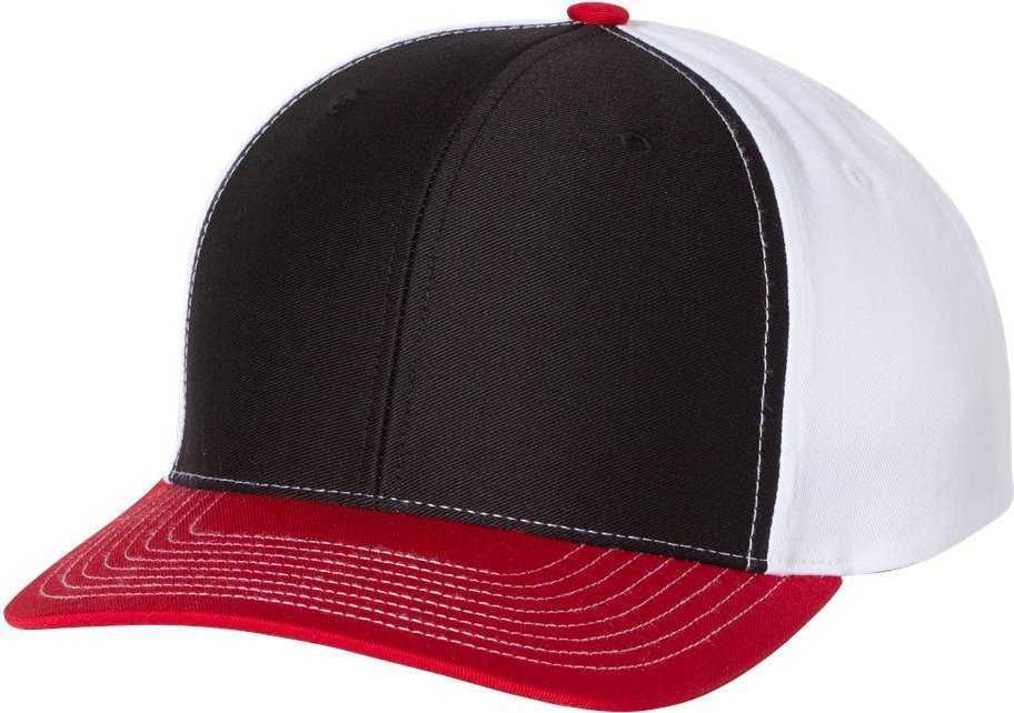 Richardson 312 Twill Back Trucker Caps- Bk Wh Rd - HIT a Double