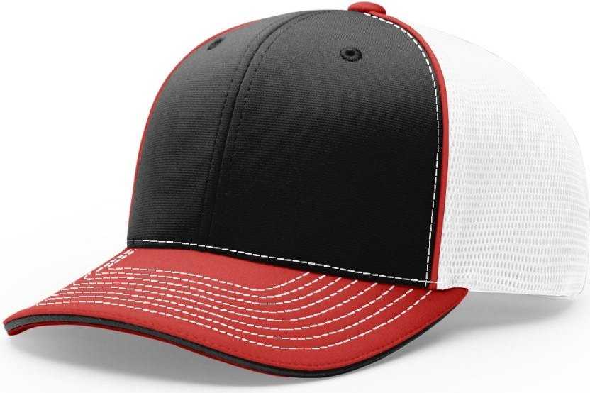 Richardson 172 Fitted Cap - Bk Wh Rd Tri - HIT a Double