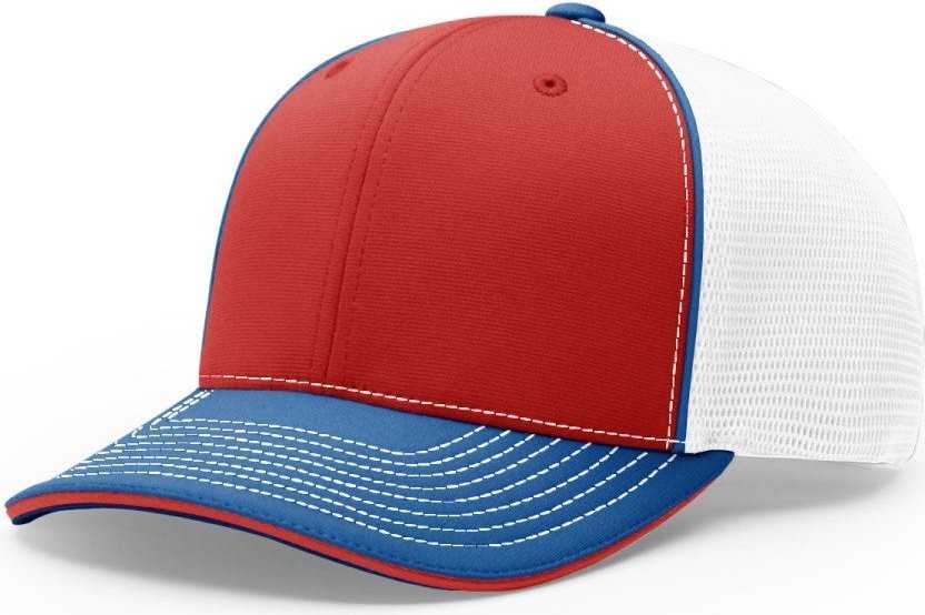 Richardson 172 Fitted Cap - Rd Wh Ry Tri - HIT a Double