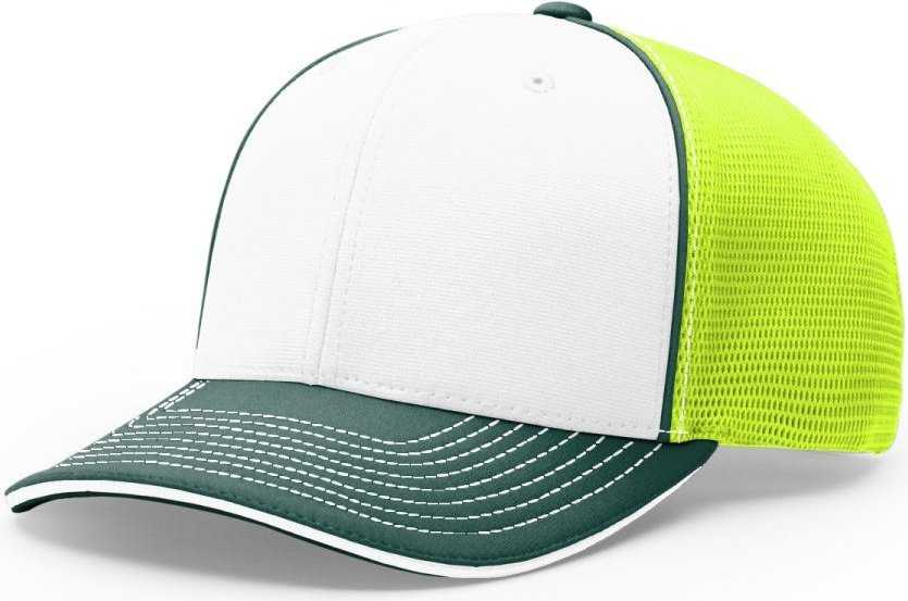 Richardson 172 Fitted Cap - Wh Neon Yl Dk Gn Tri - HIT a Double