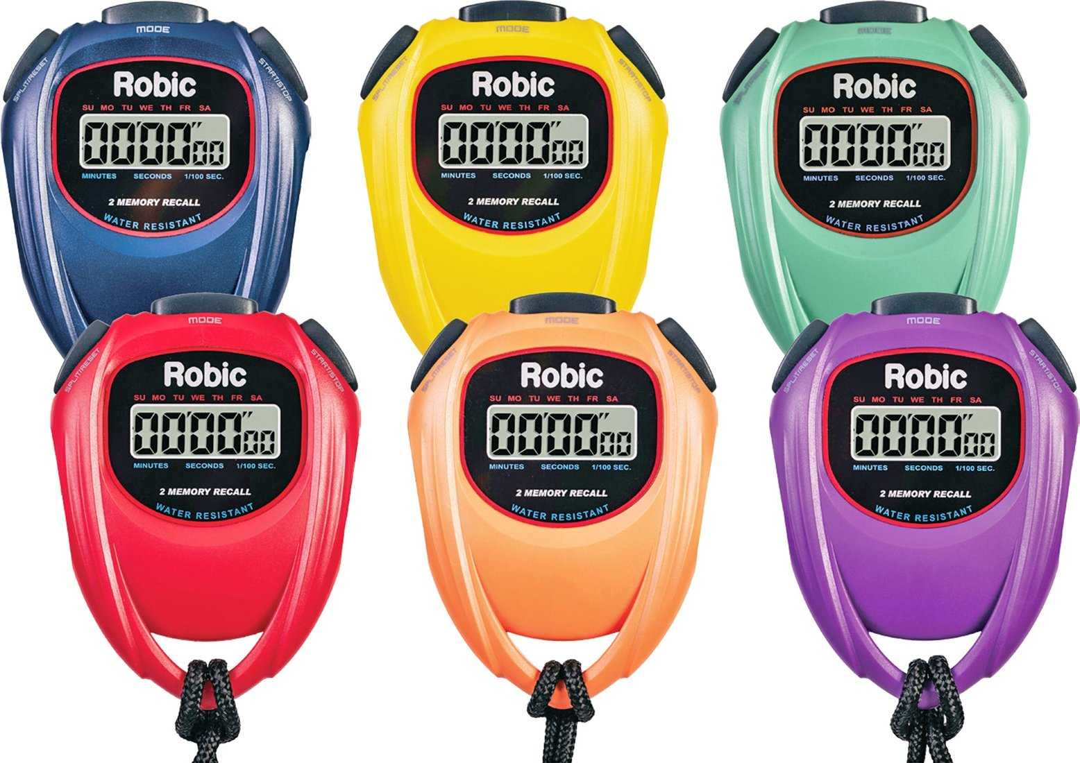 Robic SC-429 Water Resistant 2 Memory Stopwatch - 6 Color Assortment - HIT a Double