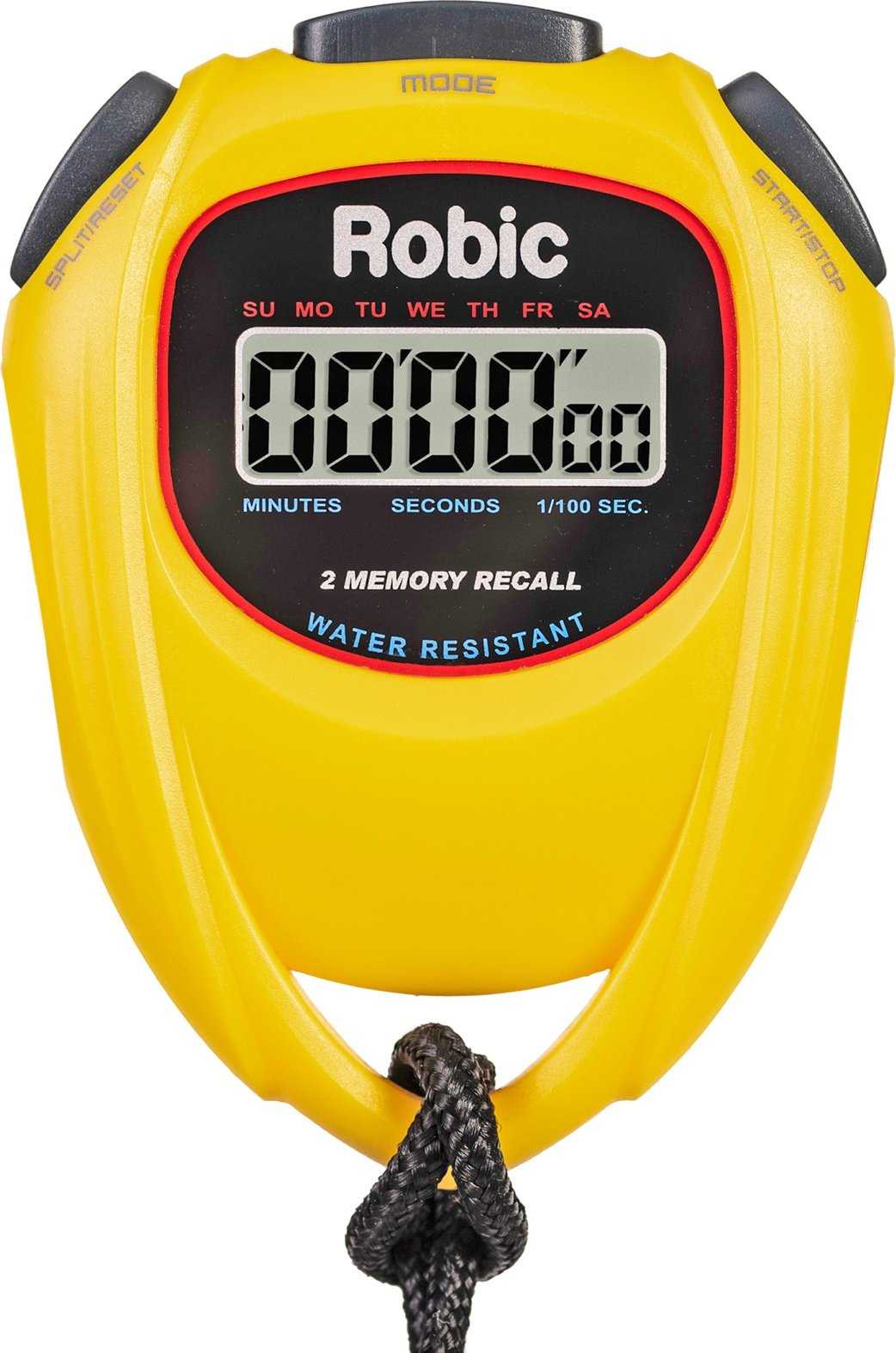 Robic SC-429 Water Resistant 2 Memory Stopwatch - Yellow - HIT a Double