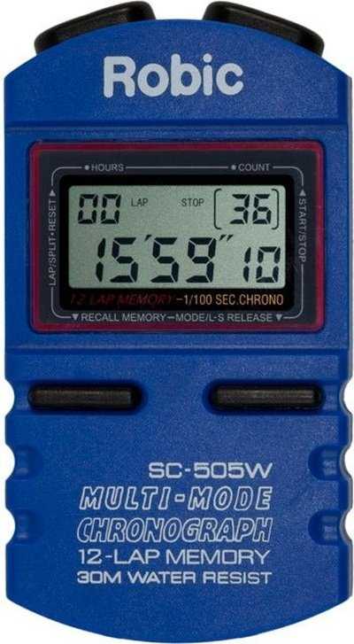 Robic SC-505W 12 Memory Stopwatch - Blue - HIT a Double