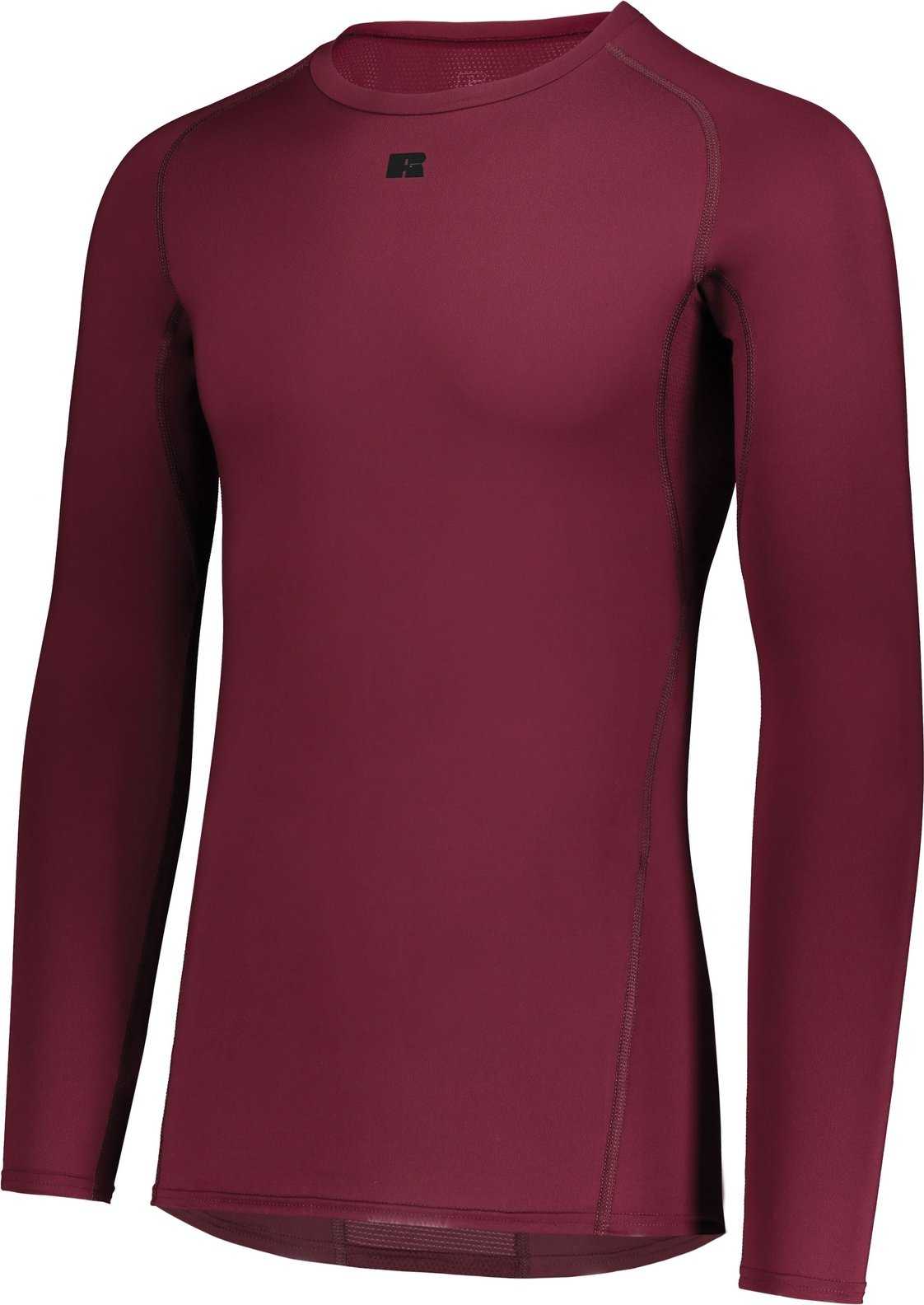 Russell R20CPM Coolcore Long Sleeve Compression Tee - Maroon - HIT a Double