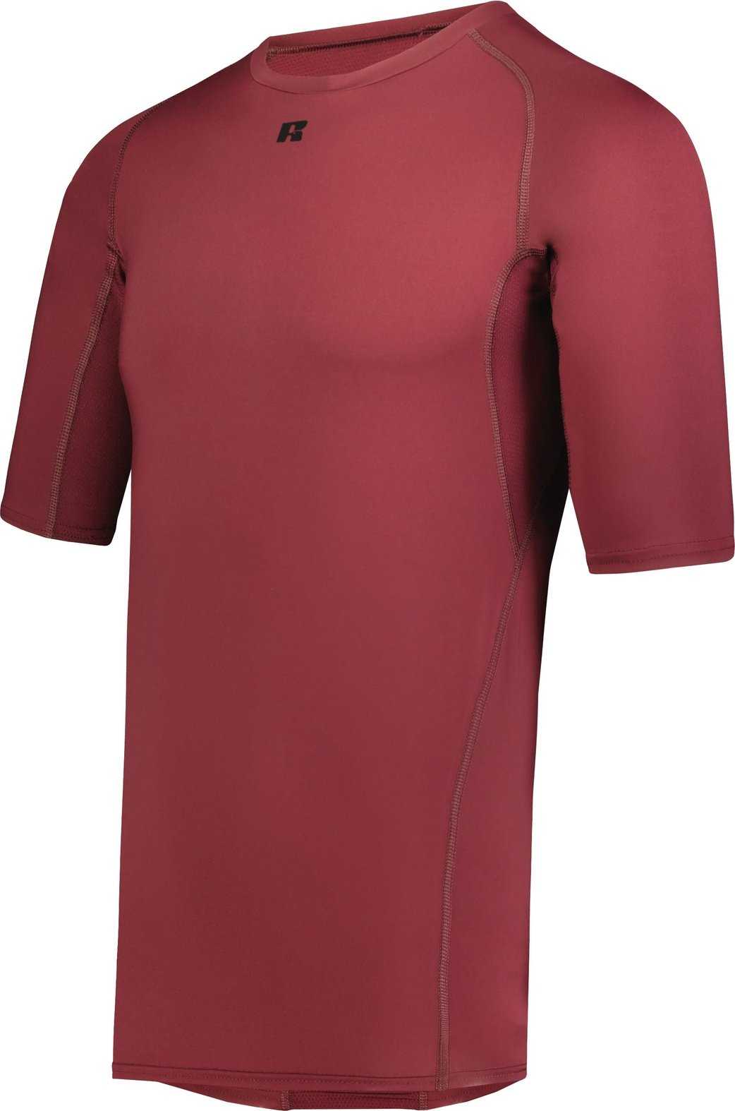 Russell R21CPM Coolcore Half Sleeve Compression Tee - Maroon - HIT a Double