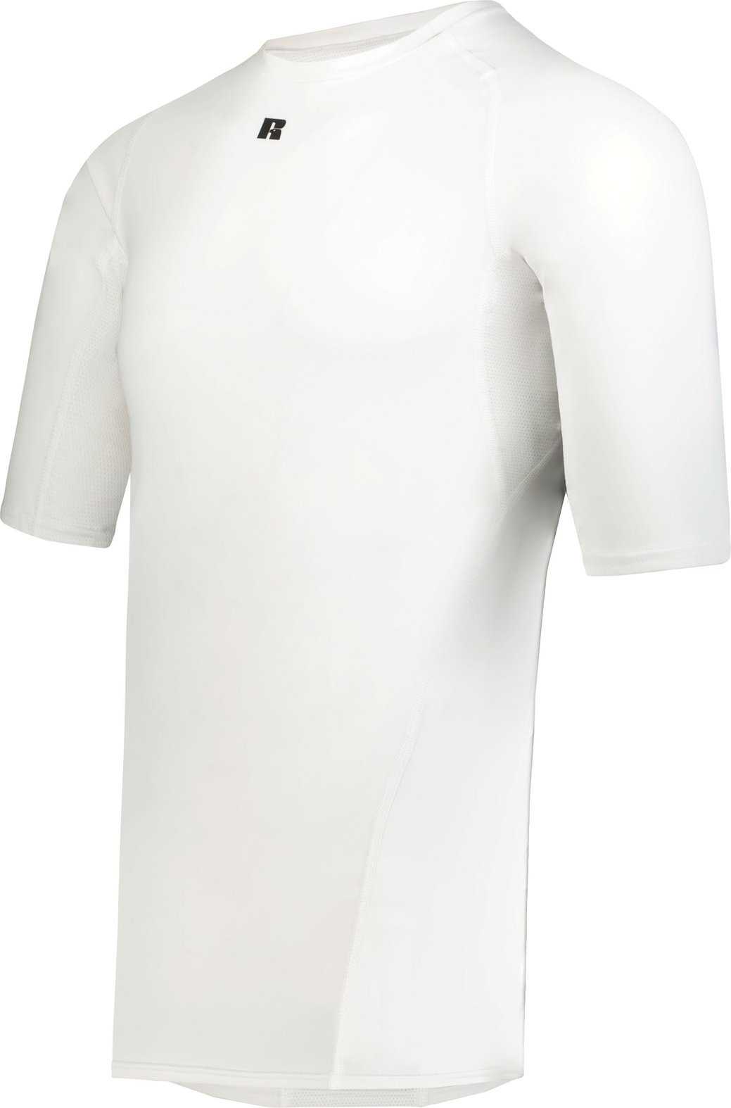 Russell R21CPM Coolcore Half Sleeve Compression Tee - White - HIT a Double
