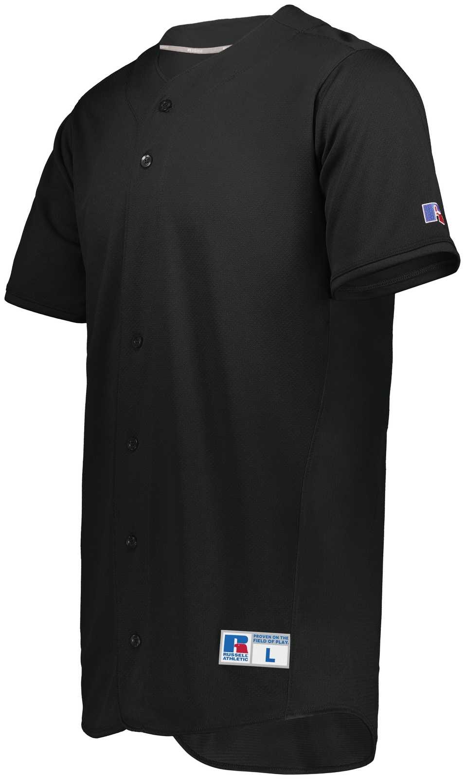 Russell 235JMB Youth Five Tool Full-Button Front Baseball Jersey - Black - HIT a Double