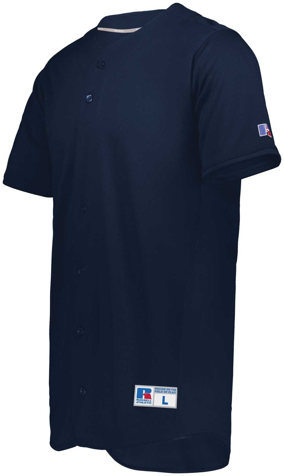 Russell 235JMB Youth Five Tool Full-Button Front Baseball Jersey - Navy - HIT a Double