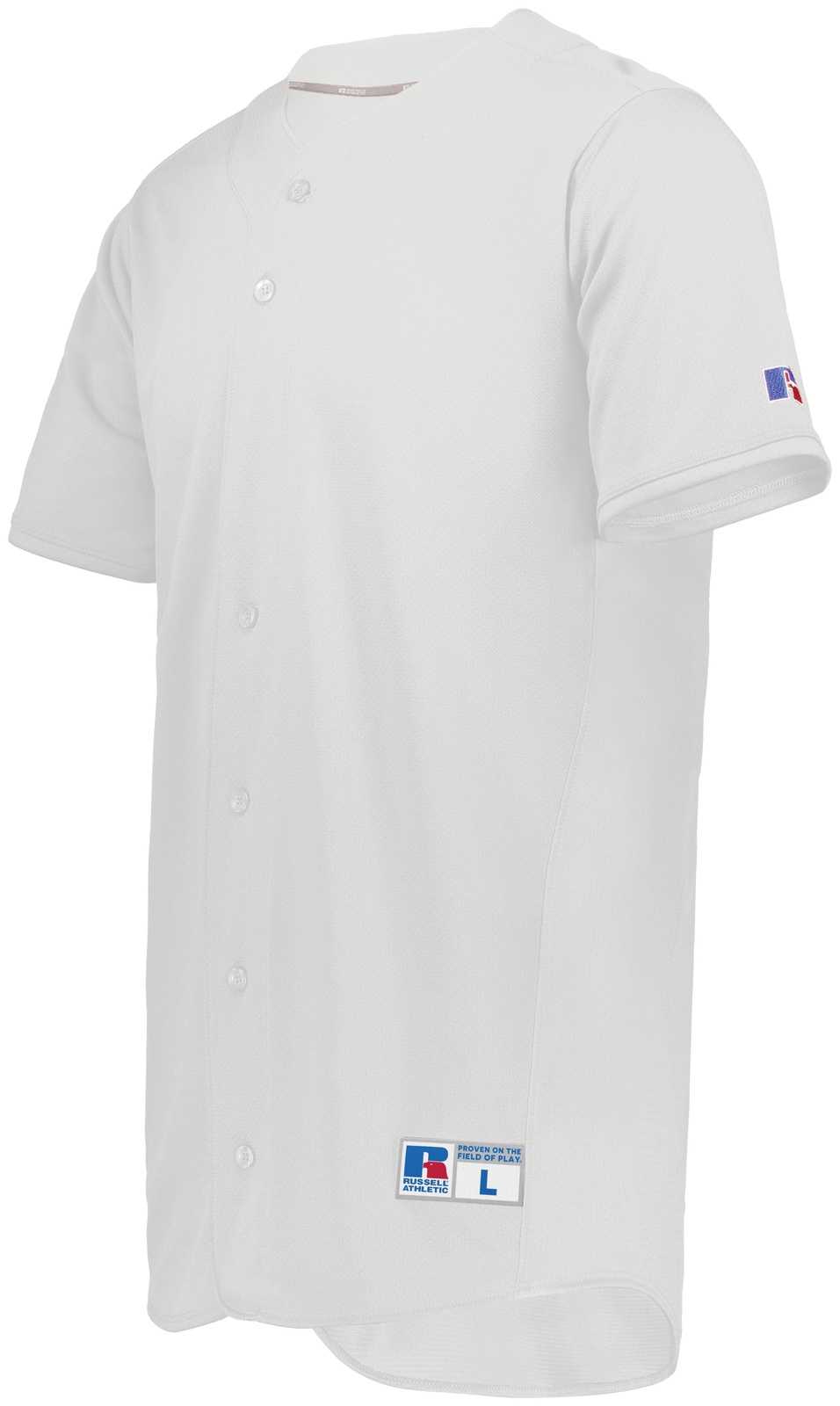 Russell 235JMB Youth Five Tool Full-Button Front Baseball Jersey - White - HIT a Double
