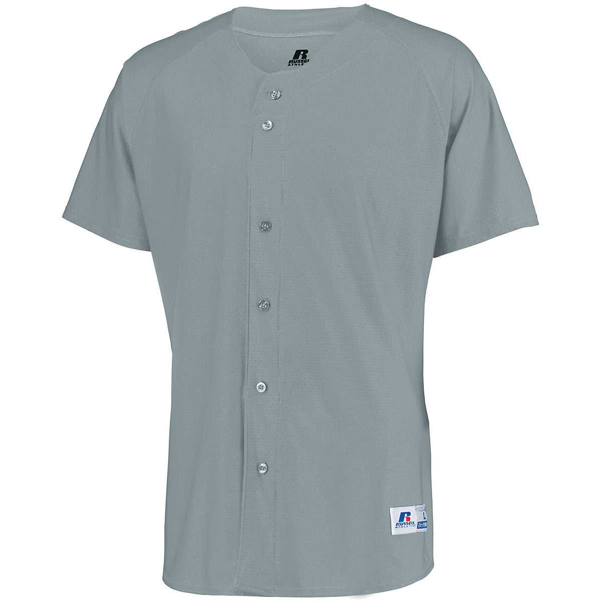 Russell 343VTM Raglan Sleeve Button Front Jersey - Baseball Grey - HIT a Double