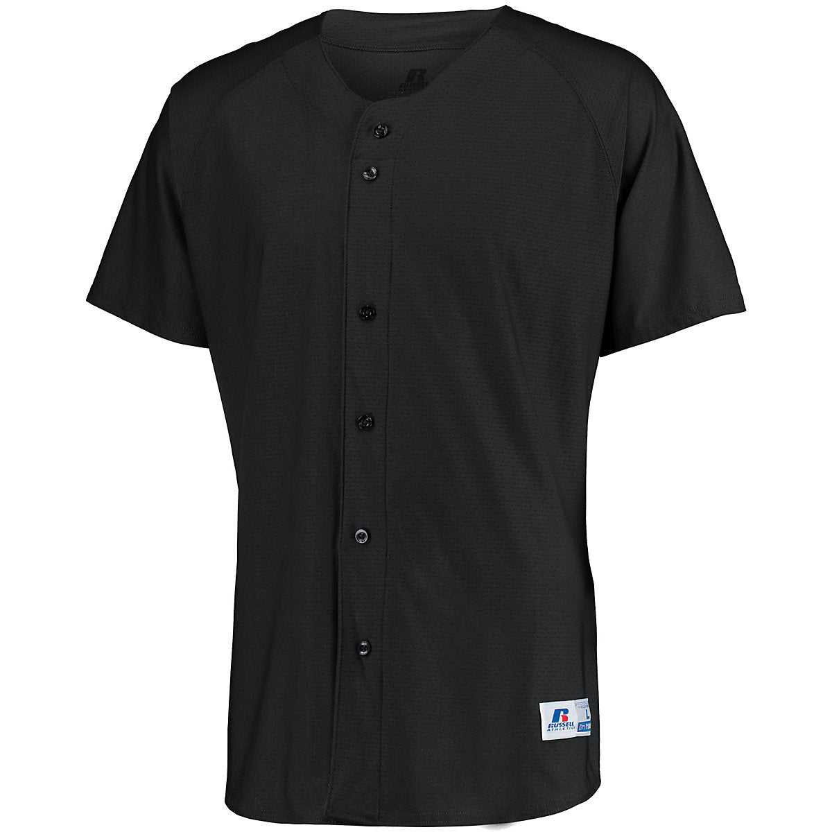 Russell 343VTM Raglan Sleeve Button Front Jersey - Black - HIT a Double