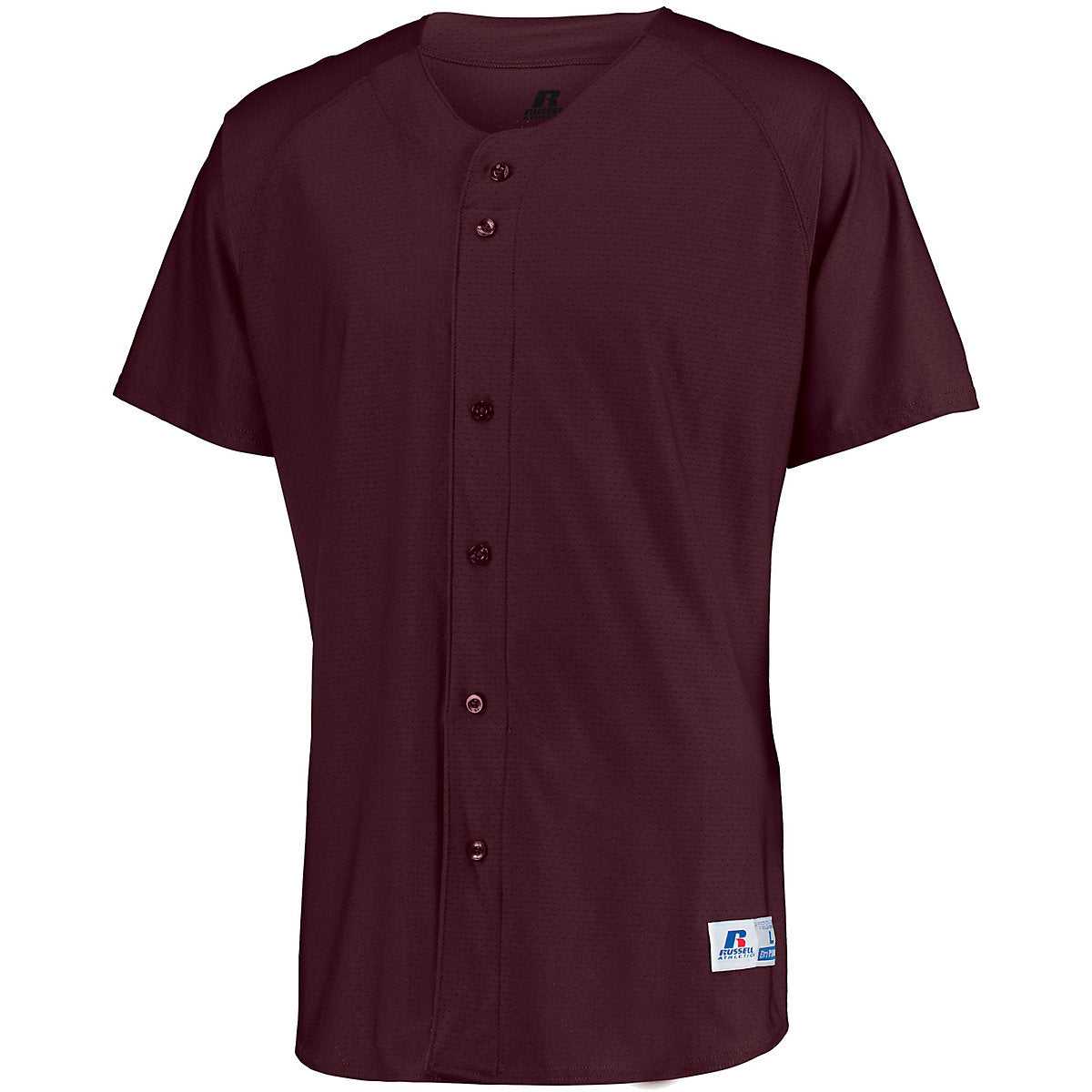 Russell 343VTM Raglan Sleeve Button Front Jersey - Maroon - HIT a Double