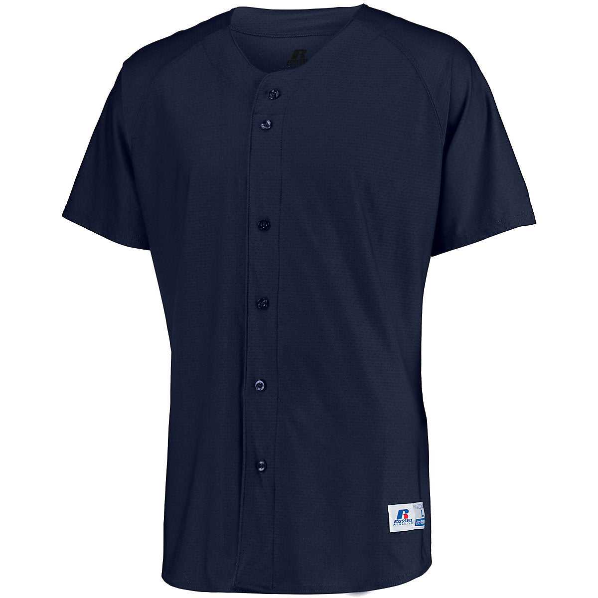 Russell 343VTM Raglan Sleeve Button Front Jersey - Navy - HIT a Double
