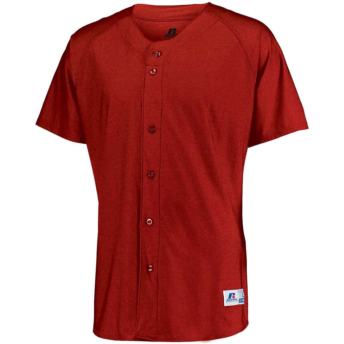 Russell 343VTM Raglan Sleeve Button Front Jersey - True Red - HIT a Double