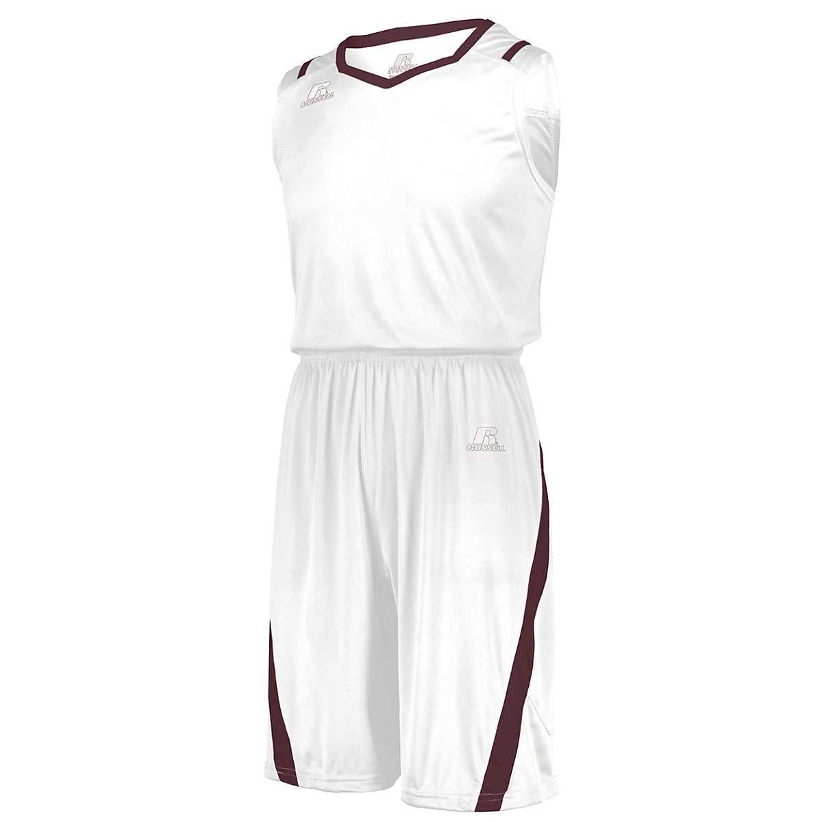 Russell 3B1X2M Athletic Cut Jersey - White Maroon - HIT a Double