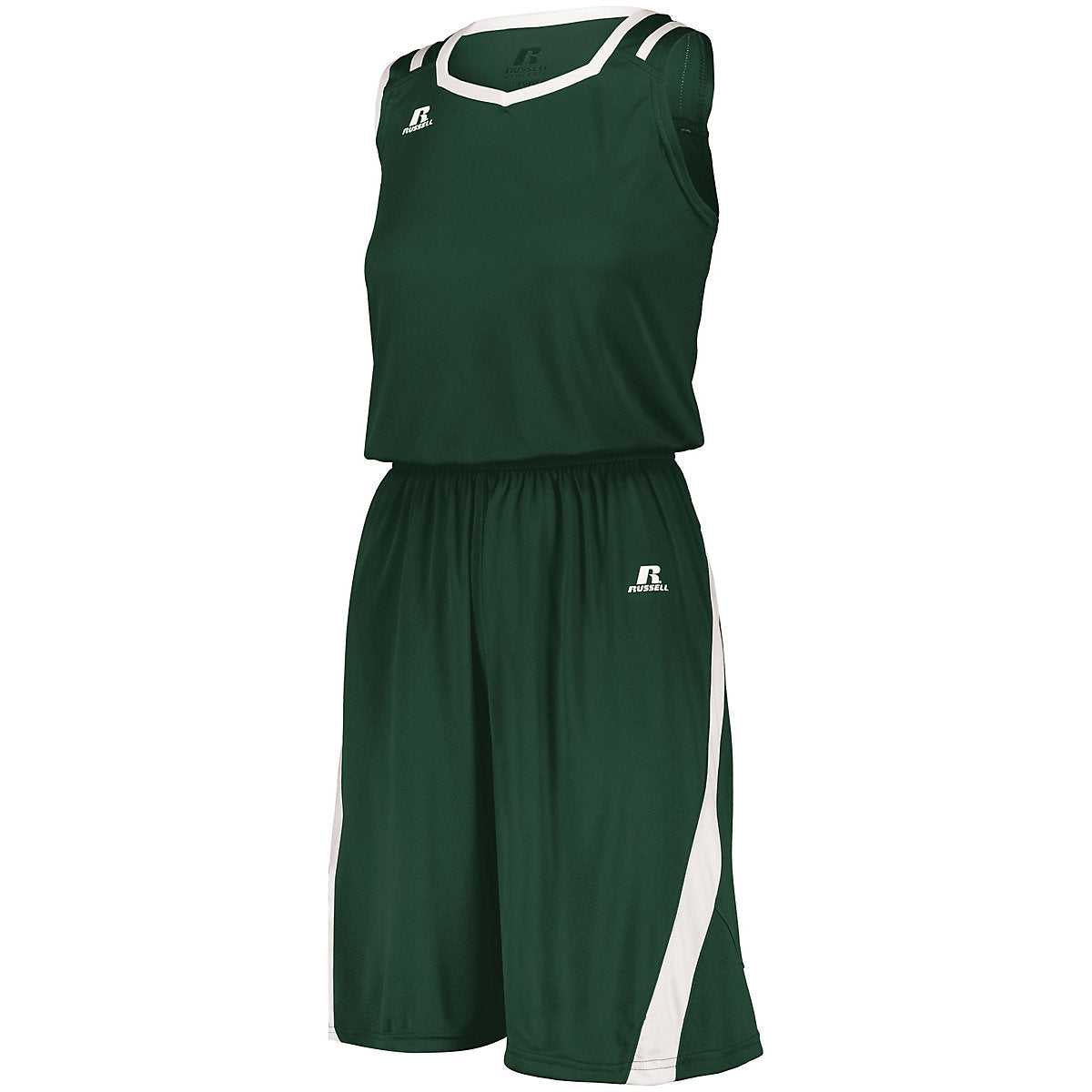 Russell 3B1X2X Ladies Athletic Cut Jersey - Dark Green White - HIT a Double