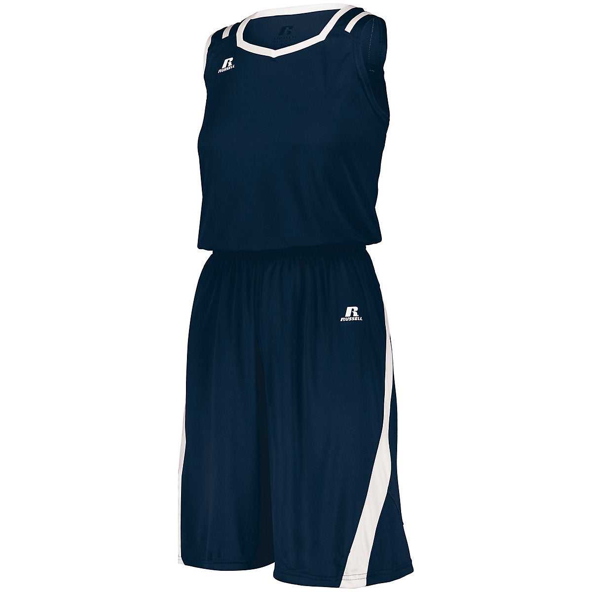 Russell 3B1X2X Ladies Athletic Cut Jersey - Navy White - HIT a Double