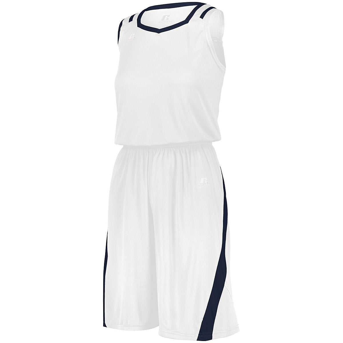Russell 3B1X2X Ladies Athletic Cut Jersey - White Navy - HIT a Double
