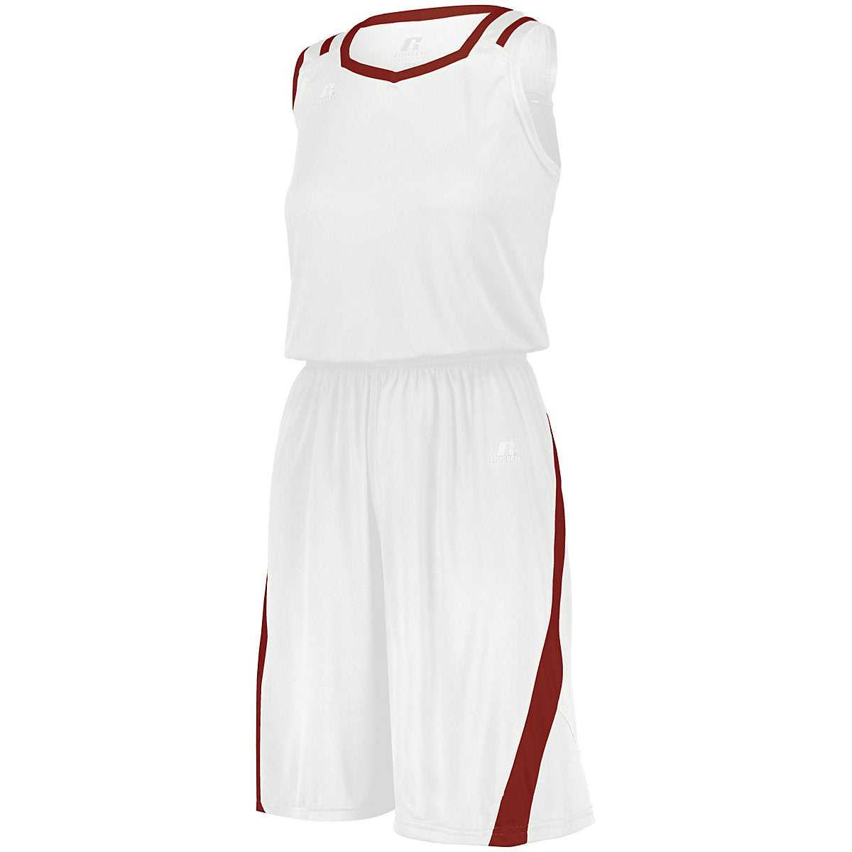 Russell 3B1X2X Ladies Athletic Cut Jersey - White True Red - HIT a Double