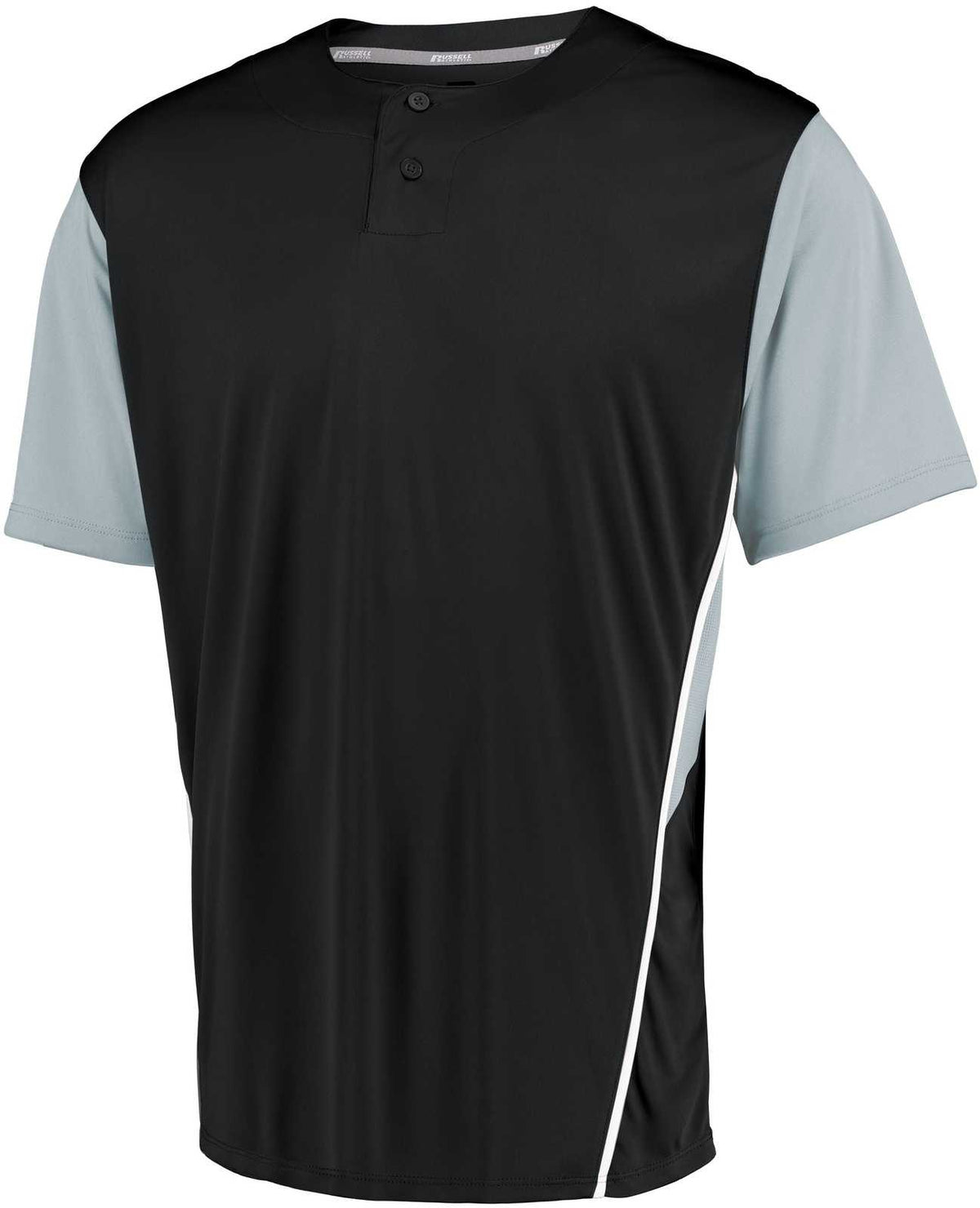 Russell 3R6X2B Youth Two-Button Placket Jersey - Black Baseball Grey - HIT a Double